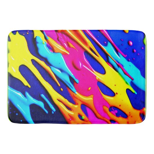 ネオン(ばちゃばちゃ)跳ねるデザイン バスマット (正面)