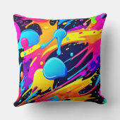 ネオン（ばちゃばちゃ）跳ねる絵を描アート クッション (裏面)