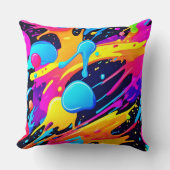 ネオン（ばちゃばちゃ）跳ねる絵を描アート クッション (正面)