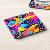 ネオン（ばちゃばちゃ）跳ねる絵を描アート コースター (左側)