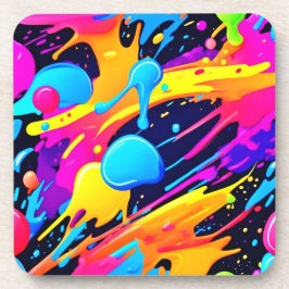 ネオン(ばちゃばちゃ)跳ねる絵を描アート コースター