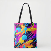 ネオン(ばちゃばちゃ)跳ねる絵を描アート トートバッグ (正面)