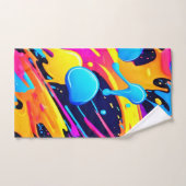 ネオン（ばちゃばちゃ）跳ねる絵を描アート バスタオルセット (ハンドタオル)