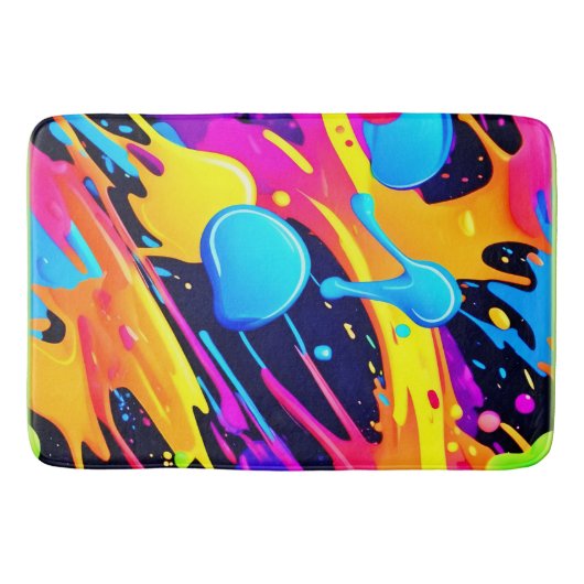 ネオン(ばちゃばちゃ)跳ねる絵を描アート バスマット (正面)