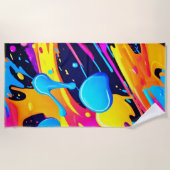 ネオン(ばちゃばちゃ)跳ねる絵を描アート ビーチタオル (正面)