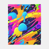 ネオン（ばちゃばちゃ）跳ねる絵を描アート フリースブランケット (正面)