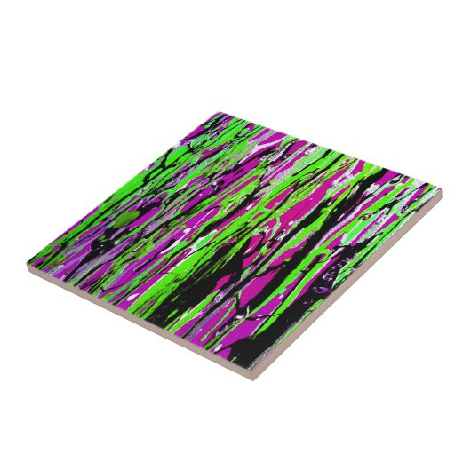 ネオン(ばちゃばちゃ)跳ねる絵を描紫緑と黒 タイル (側面)