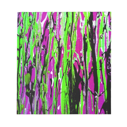 ネオン(ばちゃばちゃ)跳ねる絵を描(紫緑と黒) ノートパッド (正面)