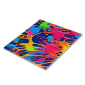 ネオン(ばちゃばちゃ)跳ねる:抽象芸術ア鮮やかート タイル (側面)