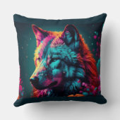 ネオン/アサイケデリックートウルフ装飾用クッション クッション (裏面)
