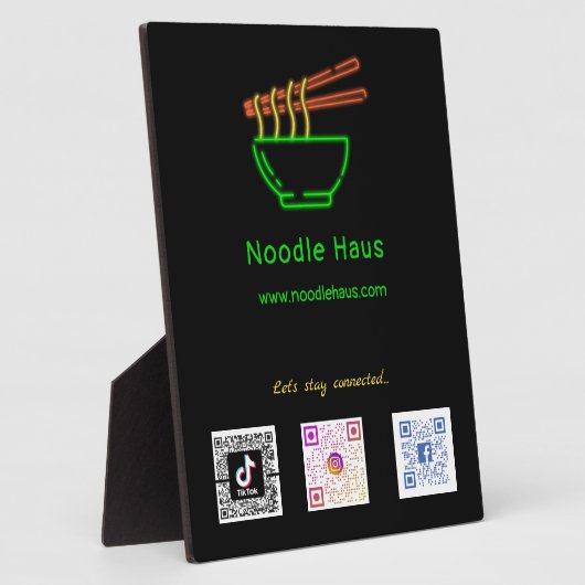 ネオン・アジアの麺丼ソーシャルメディアのスキャンコード フォトプラーク (側面)