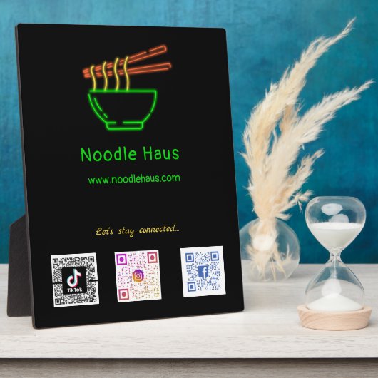 ネオン・アジアの麺丼ソーシャルメディアのスキャンコード フォトプラーク (側面)