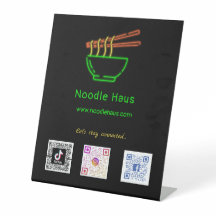 ネオン・アジアの麺丼ソーシャルメディアのスキャンコード