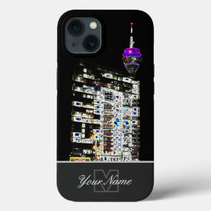 ネオン・アポップ・アートのート・デュッセルドルフ・ライン塔モノグラム! iPhone 13ケース