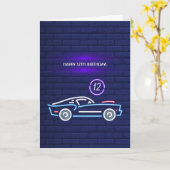 ネオン アメリカンマッスルカー 誕生日パーティー カード (黄色い花)