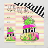 ネオン カクタス 招待状 "ご招待" (正面/裏面)