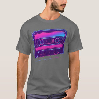 ネオン カセットテープ レトロ デザイン レトロ Tシャツ