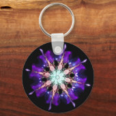 ネオン・カレイドが紫とピンクに染み上がる キーホルダー (正面)