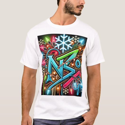 ネオン クリスマス ライト Tシャツ (正面)