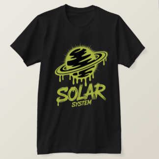 ネオン・グラフィティ太陽系土星アート Tシャツ