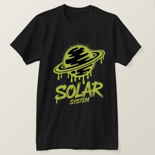 ネオン・グラフィティ太陽系土星アート Tシャツ (デザイン正面)