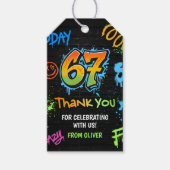 ネオン グラフィティ シックス セブン キッズ 7歳の誕生日パーティー ギフトタグ (正面)