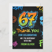 ネオン グラフィティ シックス セブン キッズ 7歳 誕生日パーティー サンキューカード (正面)