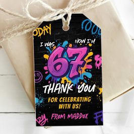 ネオン グラフィティ 6 7 ミーム トレンド 六 七 誕生日 ギフトタグ