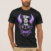 "ネオン・グリッチ鬼マスク - DARW" Tシャツ (正面)