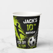 ネオン グリーンでサッカー 誕生日パーティーを盛り上げよう 紙コップ (裏面)