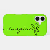 ネオン・グリーンでINSPIRE iPhone 16ケース (裏面横)