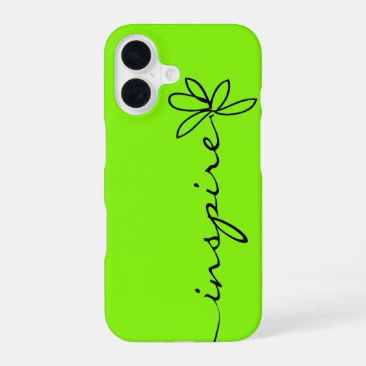 ネオン・グリーンでINSPIRE iPhone 16ケース (裏面)