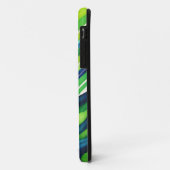 ネオン グリーンとダーク ブルーのストライプ アート Case-Mate iPhoneケース (裏面/左)