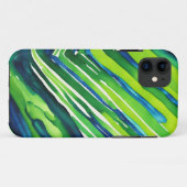 ネオン グリーンとダーク ブルーのストライプ アート Case-Mate iPhoneケース (裏面(横))