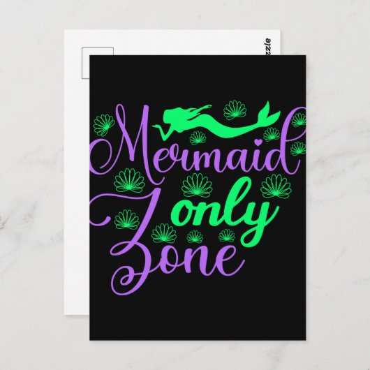 ネオン・グリーンと紫の人魚のみのゾーン ポストカード (正面/裏面)