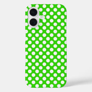 ネオン グリーンに白い水玉 iPhone 16ケース
