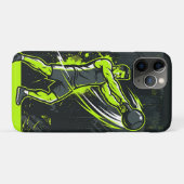 ネオン・グリーンのダイナミックな線画イラストの男性 Case-Mate iPhoneケース (裏面(横))