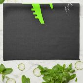 ネオン・グリーン飛行機・チャートルーズ キッチンタオル (折り畳み)