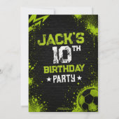ネオン グリーン アーバン ストリート サッカー 誕生日パーティー 招待状 (裏面)