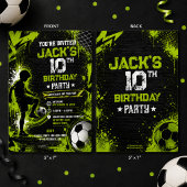 ネオン グリーン アーバン ストリート サッカー 誕生日パーティー 招待状