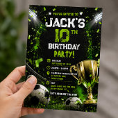 ネオン グリーン サッカー スタジアム トロフィー 誕生日パーティー 招待状