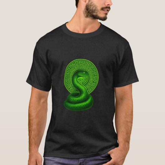 ネオン グリーン サーペント マンダラ Tシャツ (正面)