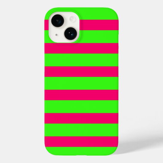 ネオン グリーン ピンク ストライプ iPhone カスタムケース Case-Mate iPhoneケース (裏面)