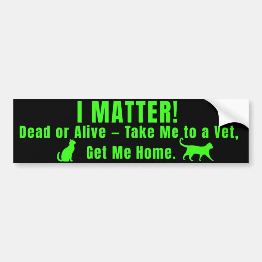 ネオン グリーン "I Matter" バンパーステッカー (正面)