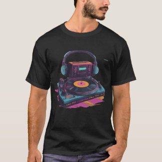 ネオン・グルーヴ・レトロ・DJ・バイブス・コレクション 楽しい Tシャツ