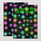 ネオン グロー イン ザ ダーク バースデー パーティー 招待状 (正面/裏面)
