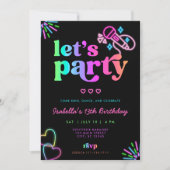 ネオン グロー カラオケ 誕生日 ご招待 招待状 (正面)