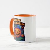ネオン グロー パンプキン「ハッピー ハロウィン」 マグカップ (正面左)