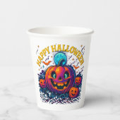 ネオン グロー パンプキン "ハッピー ハロウィン" 紙コップ (裏面)