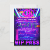 ネオン グロー パーティー 誕生日 VIP パス クラブ インビテーション (正面)